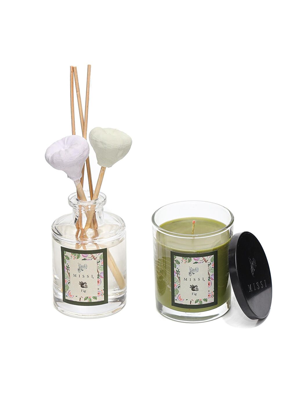 Yeşil İncir Oda Kokusu ve Vegan Mum Hediye Seti