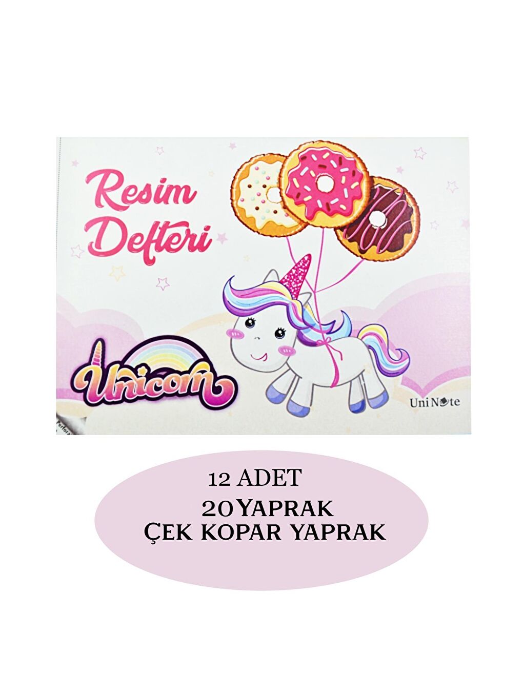 Uninote A4 20 Yaprak Karton Kapak Dikişli Resim Defteri (20000) 12 Adet