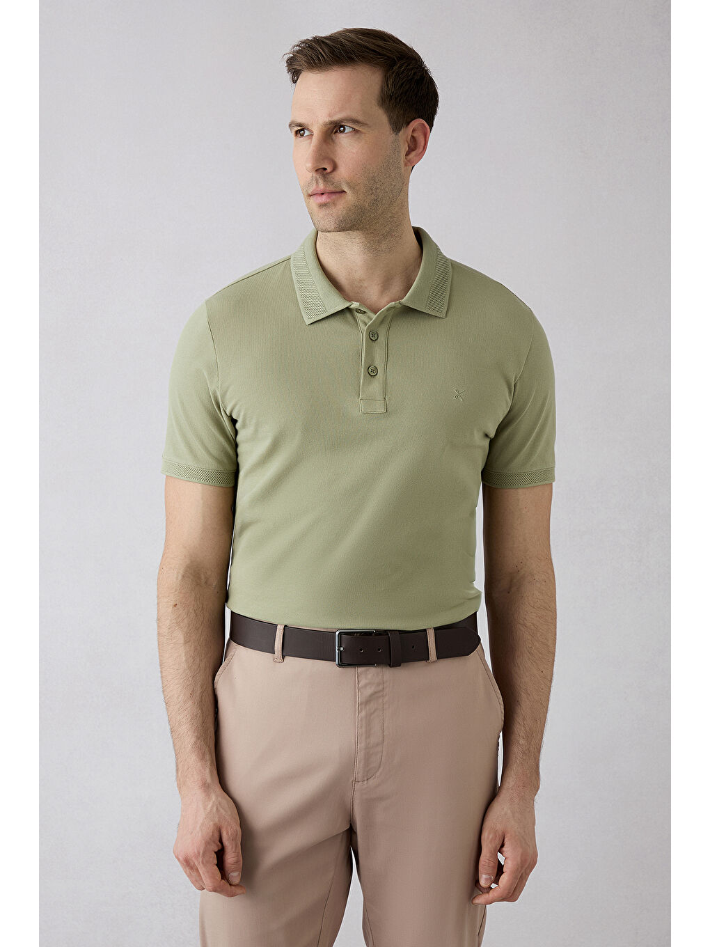 Yeşil Slim Fit Polo Yaka Pamuk Tshirt