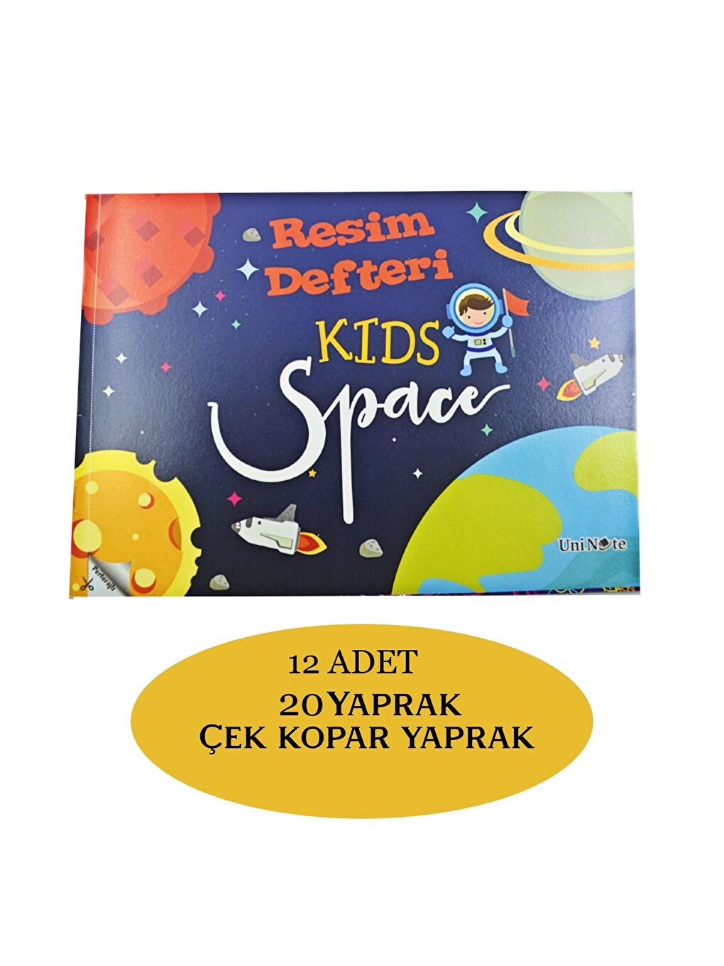 Uninote A4 20 Yaprak Karton Kapak Dikişli Resim Defteri (20000) 12 Adet-1