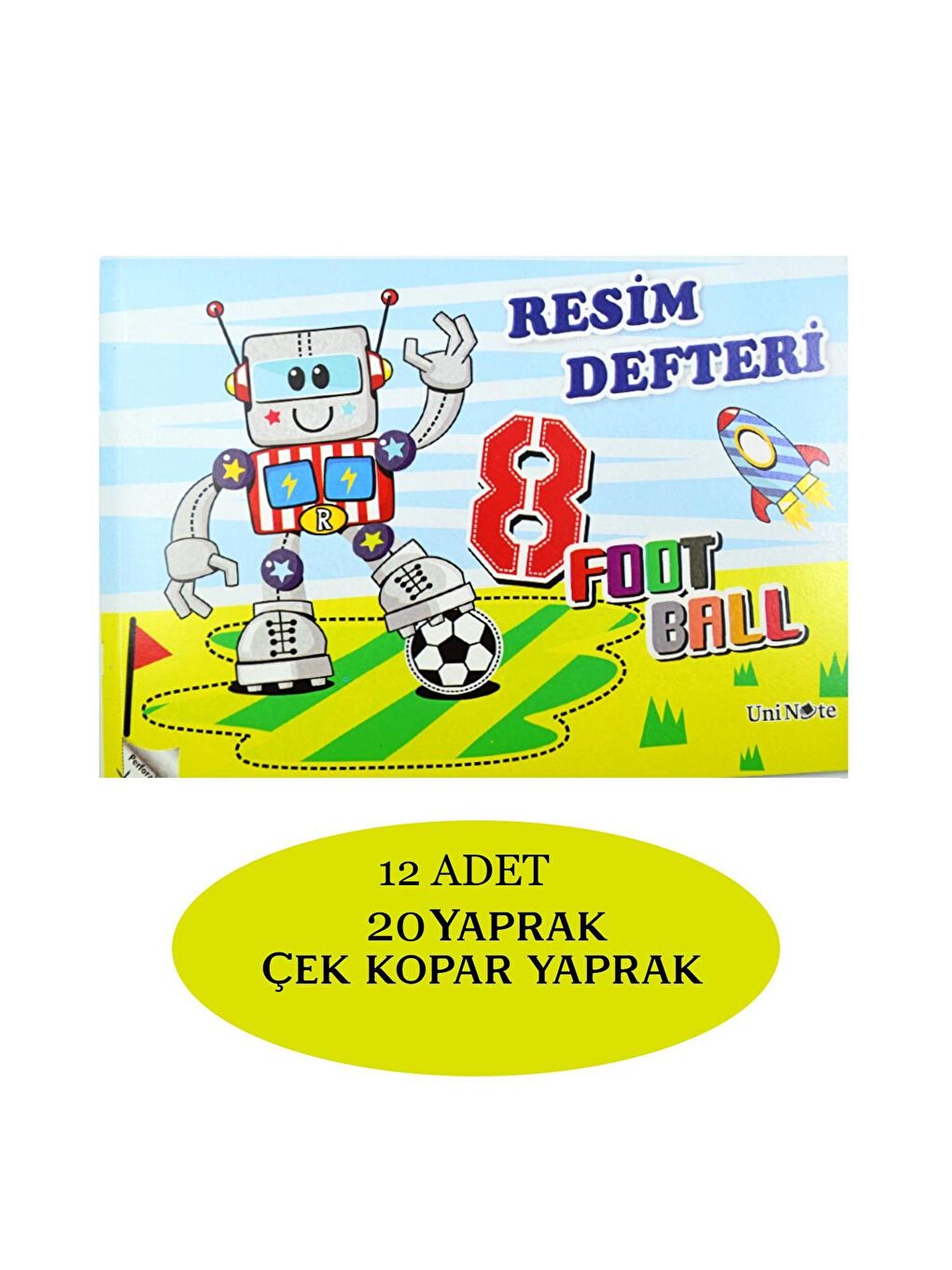 Uninote A4 20 Yaprak Karton Kapak Dikişli Resim Defteri (20000) 12 Adet-2