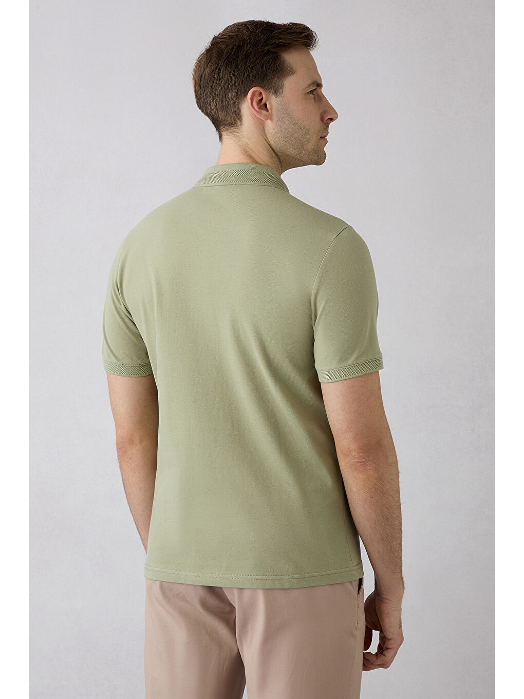 Yeşil Slim Fit Polo Yaka Pamuk Tshirt-1