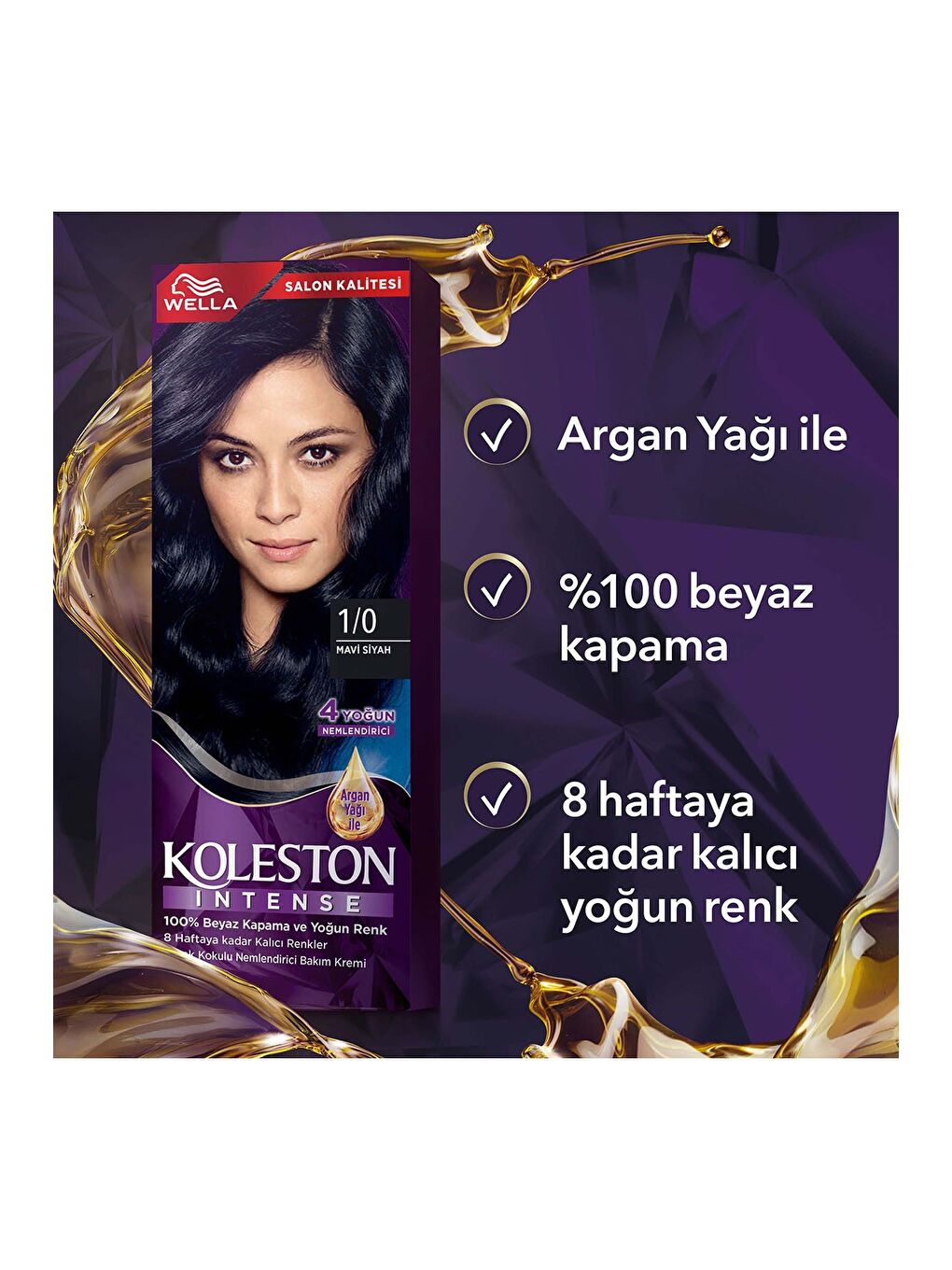 Wella Renksiz Koleston Intense Saç Boyası 1/0 Mavi Siyah - 5