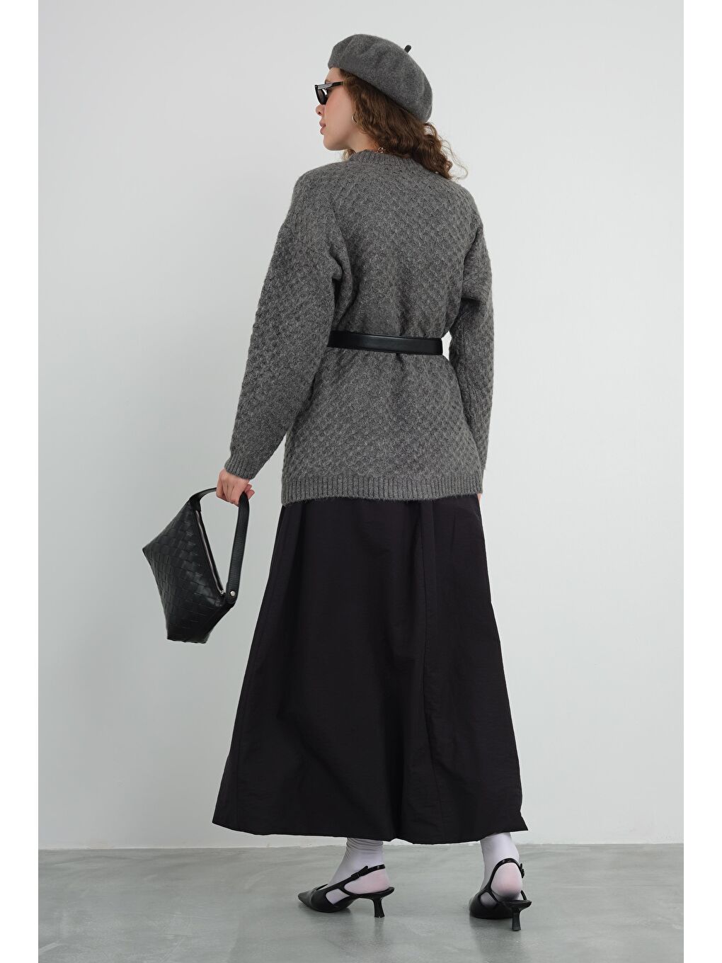 Örümcek Örgülü Kazak Antrasit-2