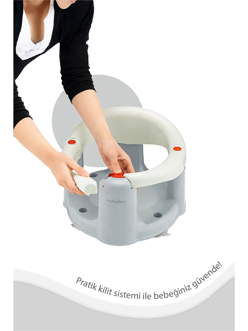 Önden Açılır Banyo ve Mama Oturağı ve Hediye Minderli - 2 ' Li Set Kum Beji-1