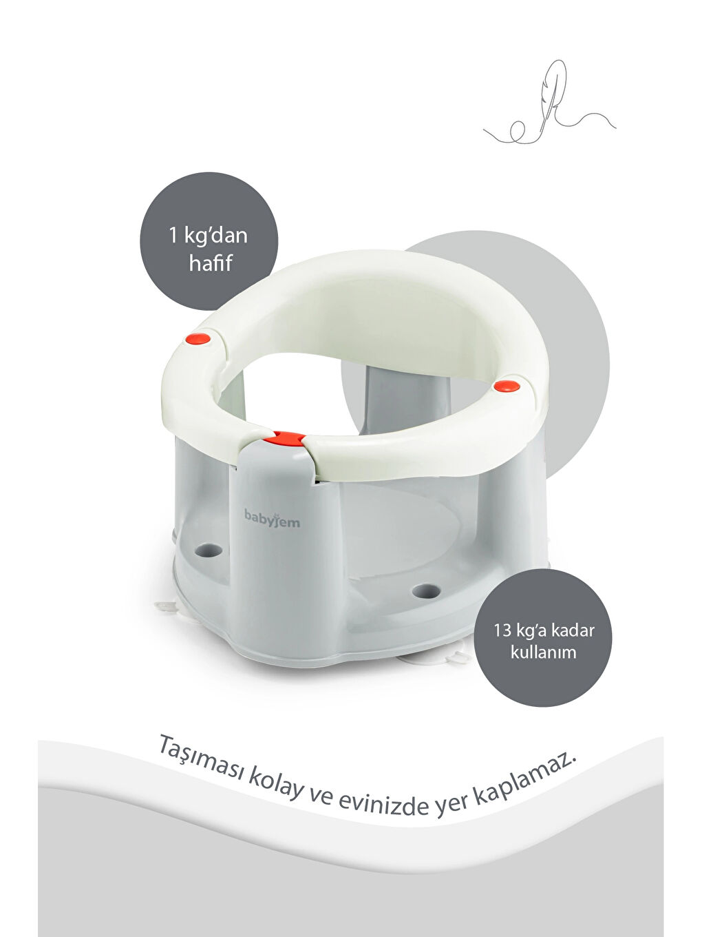 Önden Açılır Banyo ve Mama Oturağı ve Hediye Minderli - 2 ' Li Set Kum Beji-2