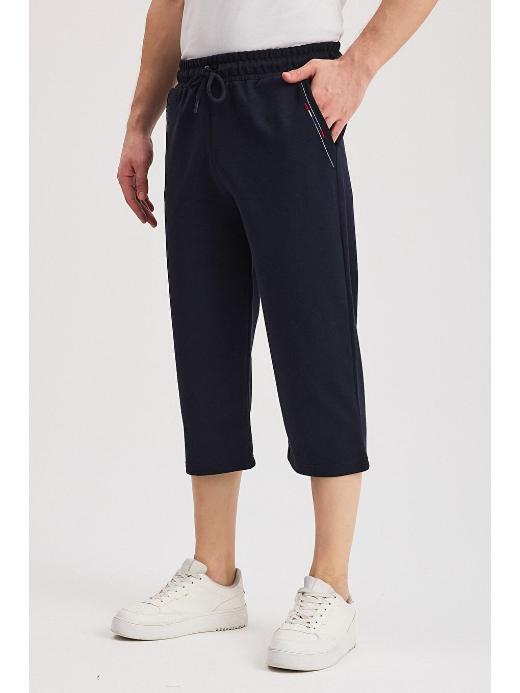 Karışık Erkek Yanları Cepli Siyah-lacivert-gri-antrasit Bermuda Diz Altı Kapri Beli Ayarlanabilir Lastikli 4-2