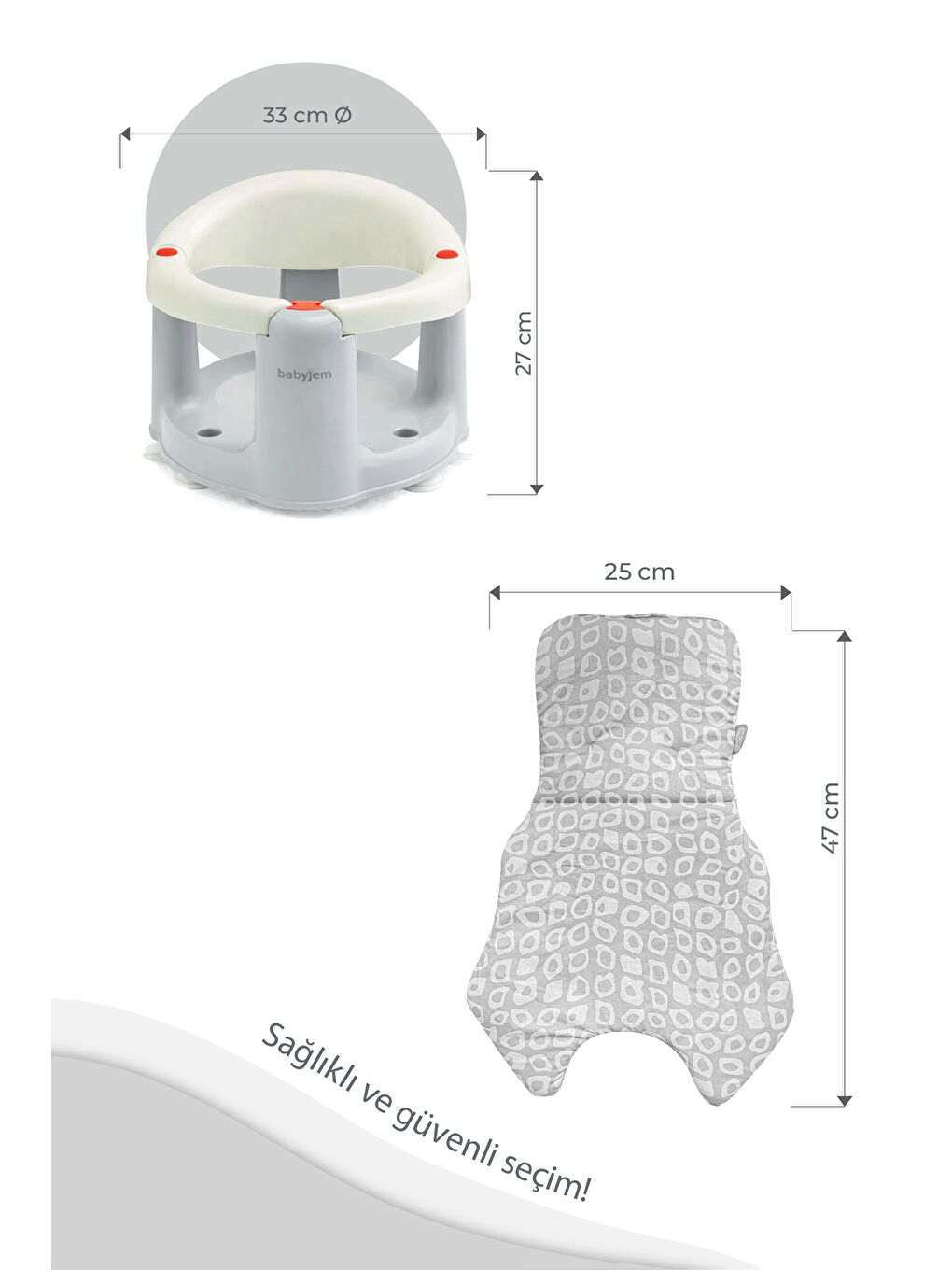 Önden Açılır Banyo ve Mama Oturağı ve Hediye Minderli - 2 ' Li Set Kum Beji-3