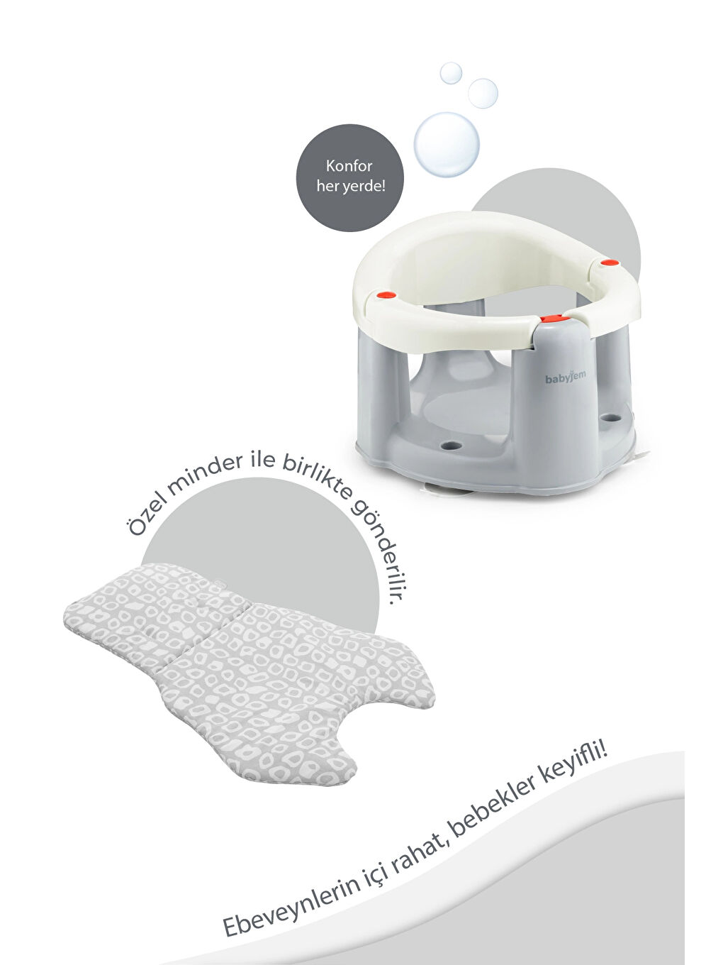 Önden Açılır Banyo ve Mama Oturağı ve Hediye Minderli - 2 ' Li Set Kum Beji-4