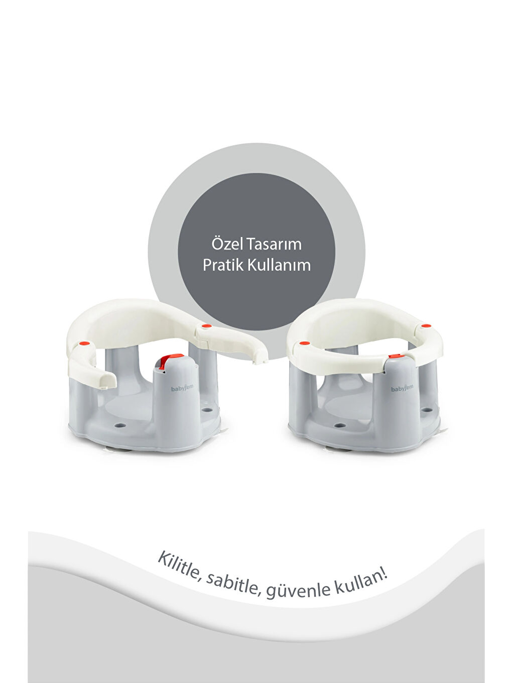 Önden Açılır Banyo ve Mama Oturağı ve Hediye Minderli - 2 ' Li Set Kum Beji-5