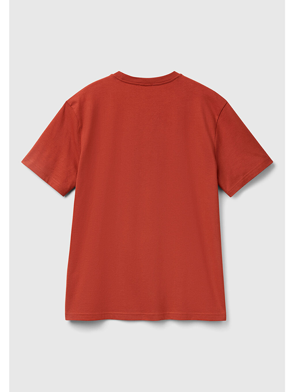 Erkek Kırmızı %100 Pamuk Benetton Logolu Bisiklet Yaka T-Shirt-3