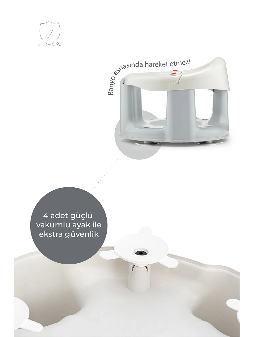 Önden Açılır Banyo ve Mama Oturağı ve Hediye Minderli - 2 ' Li Set Kum Beji-6