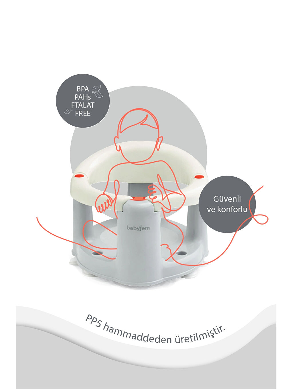 Önden Açılır Banyo ve Mama Oturağı ve Hediye Minderli - 2 ' Li Set Kum Beji-7