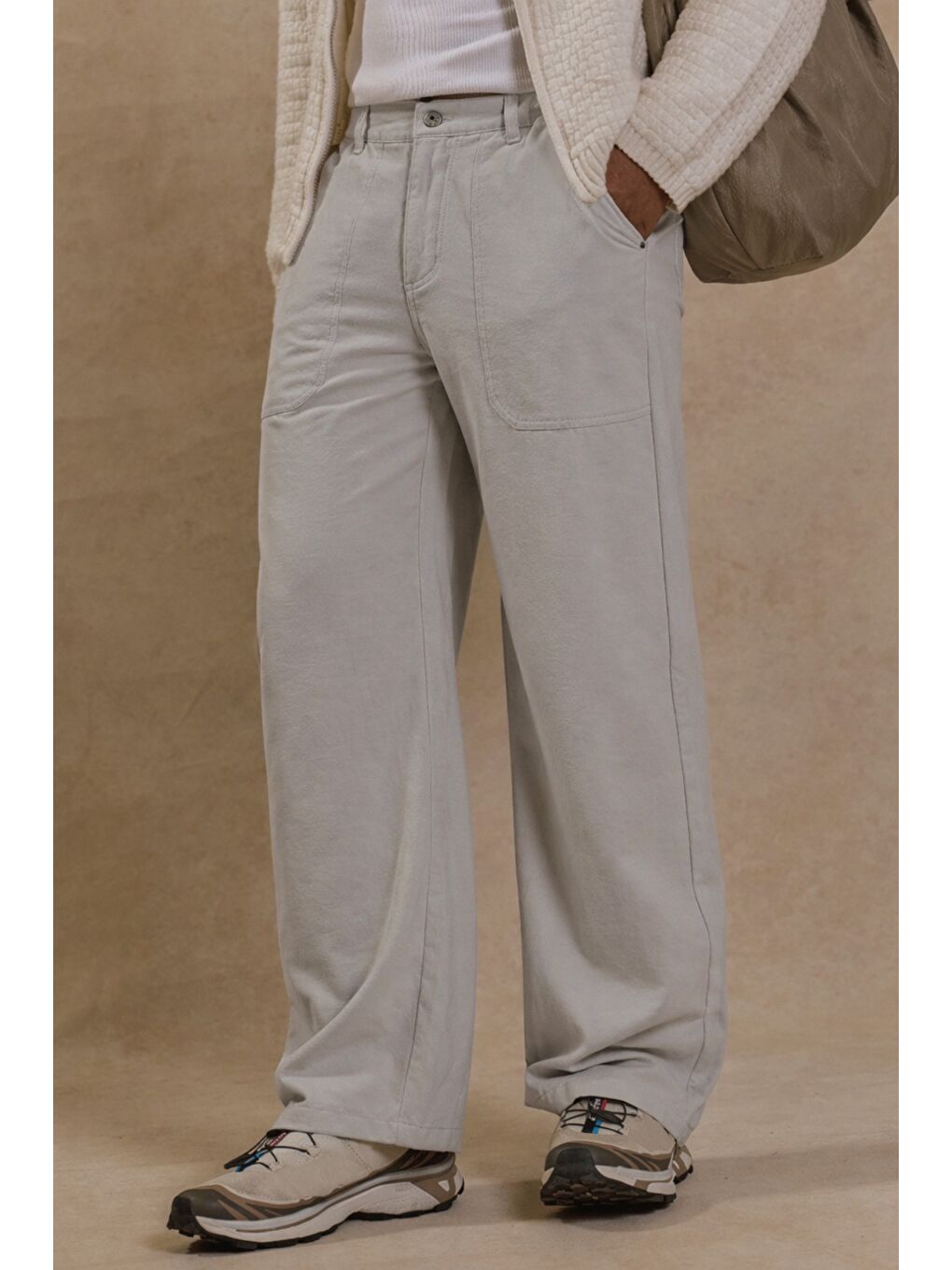 Gri Erkek Baggy Pantolon Geniş Paça