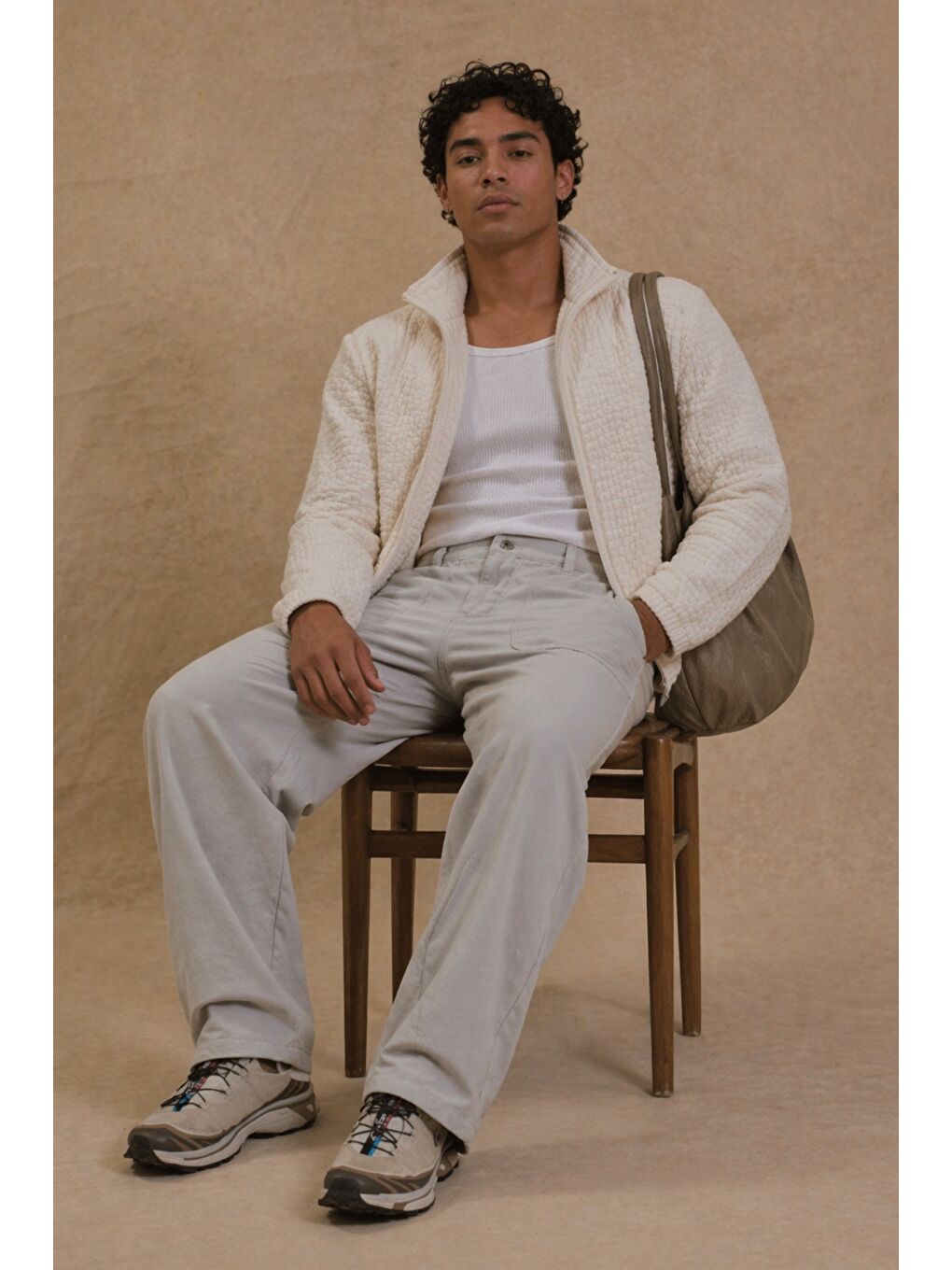 Gri Erkek Baggy Pantolon Geniş Paça-1