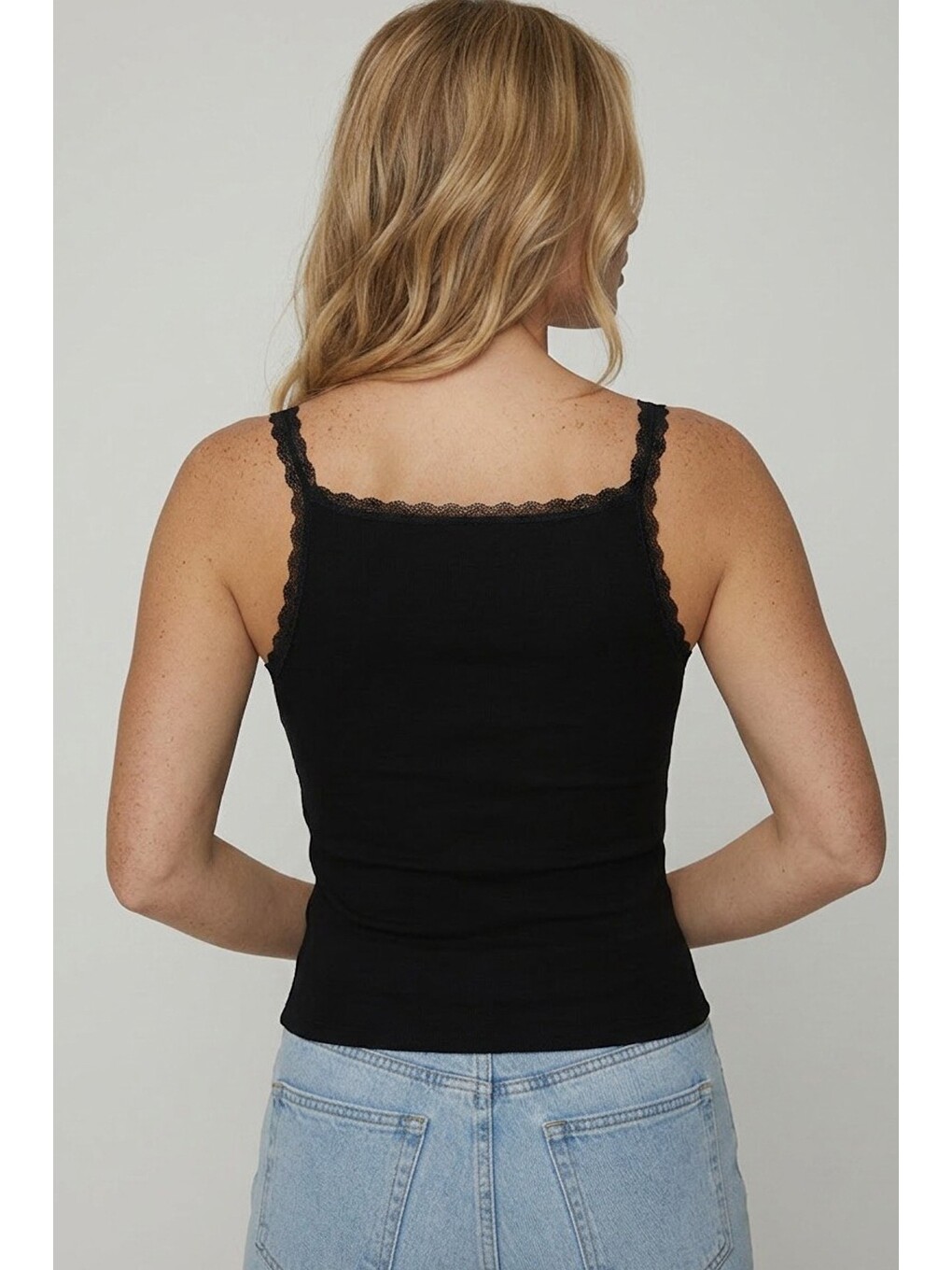 Karışık 3'lü Paket %100 Pamuklu Askılı Dantelli Örme T-shirt Atlet 1008-5