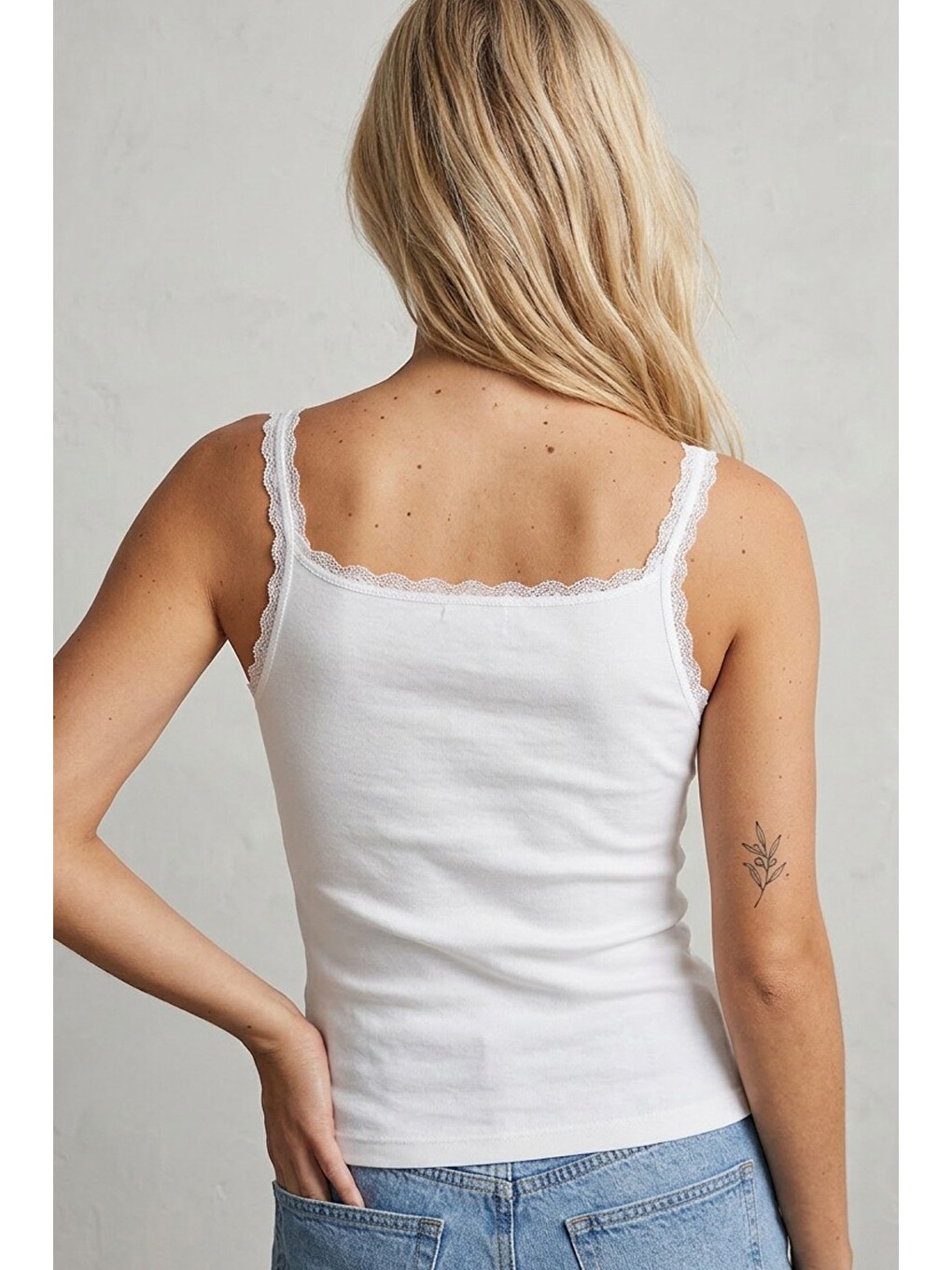 Karışık 3'lü Paket %100 Pamuklu Askılı Dantelli Örme T-shirt Atlet 1008-6
