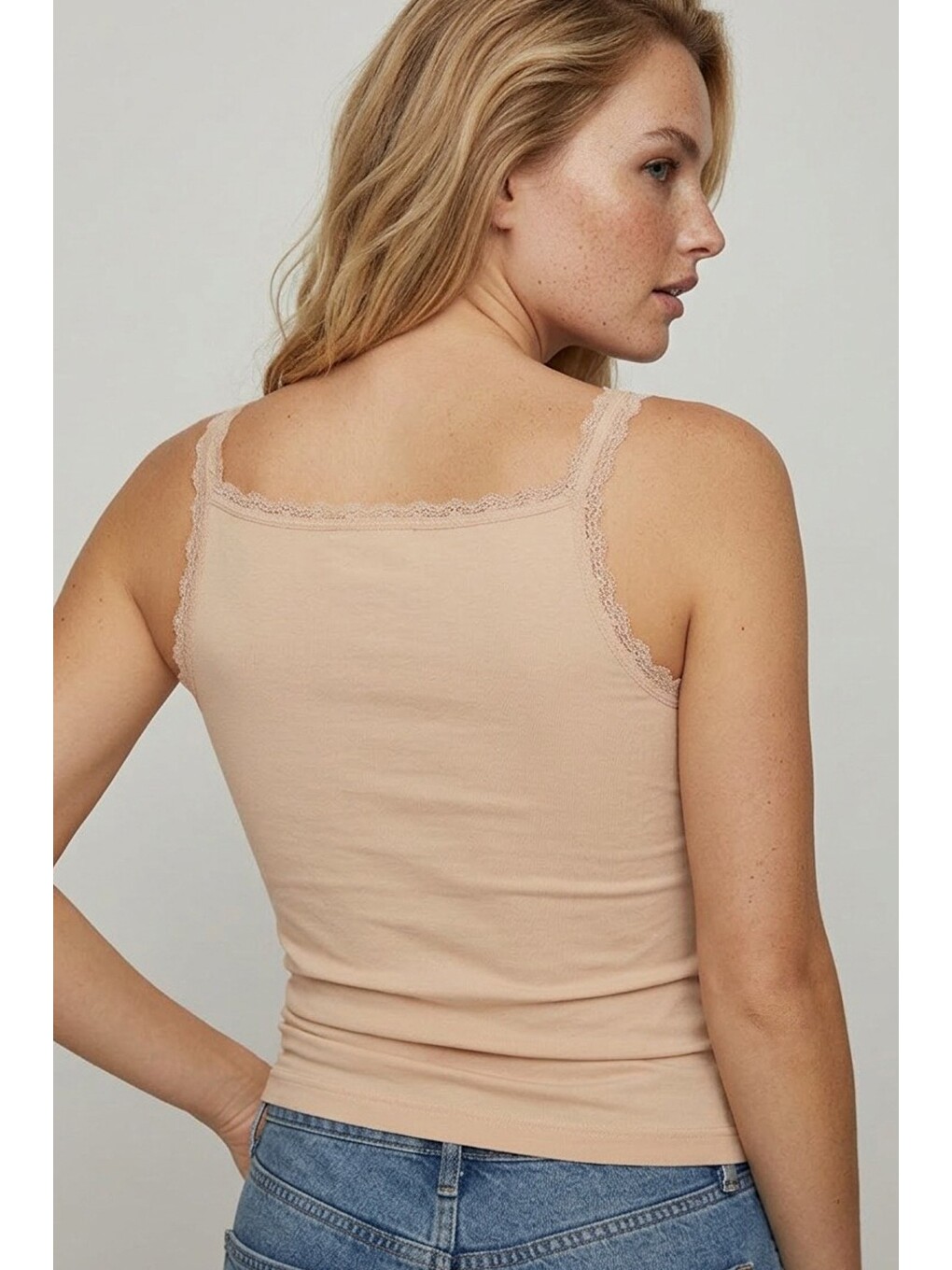 Karışık 3'lü Paket %100 Pamuklu Askılı Dantelli Örme T-shirt Atlet 1008-7