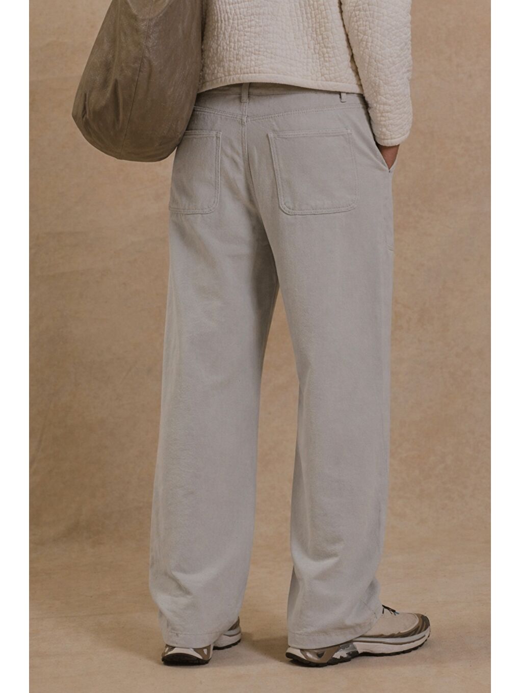 Gri Erkek Baggy Pantolon Geniş Paça-2