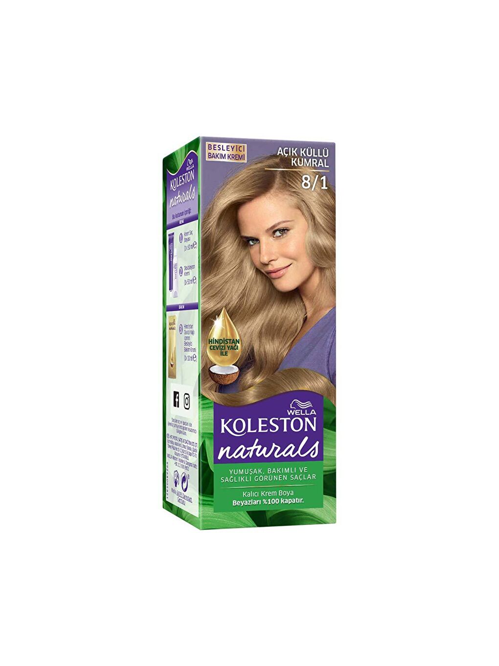 Wella Renksiz Koleston Naturals Saç Boyası 8/1 Açık Küllü Kumral - 1