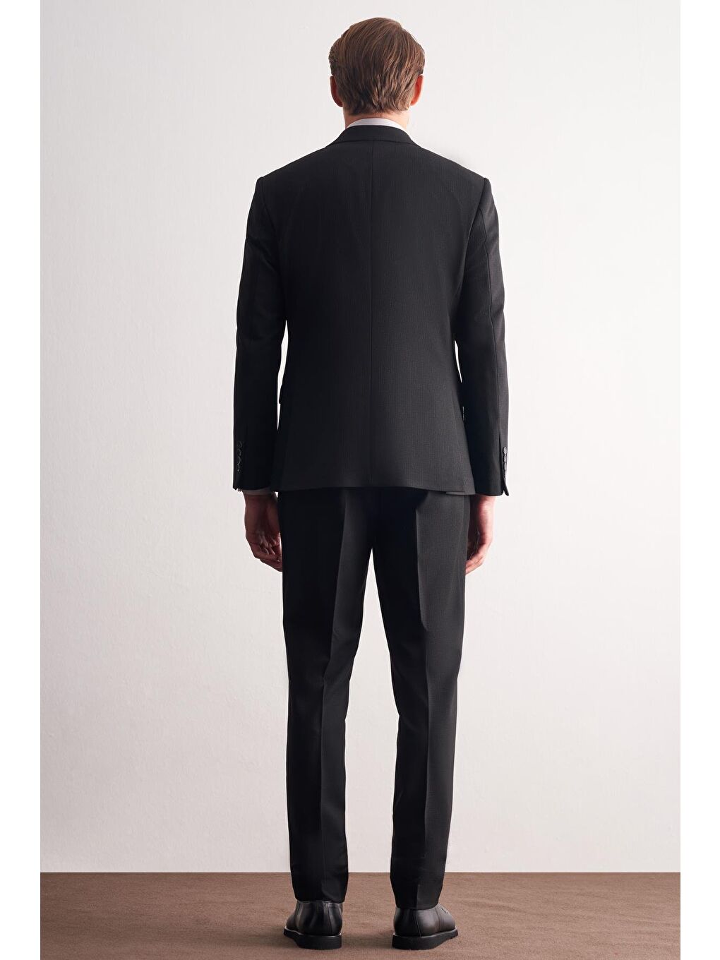 Siyah Kırlangıç Yaka Çizgili Desen Esnek 6 Drop Slim Fit Classic Takım Elbise 1001255164-4