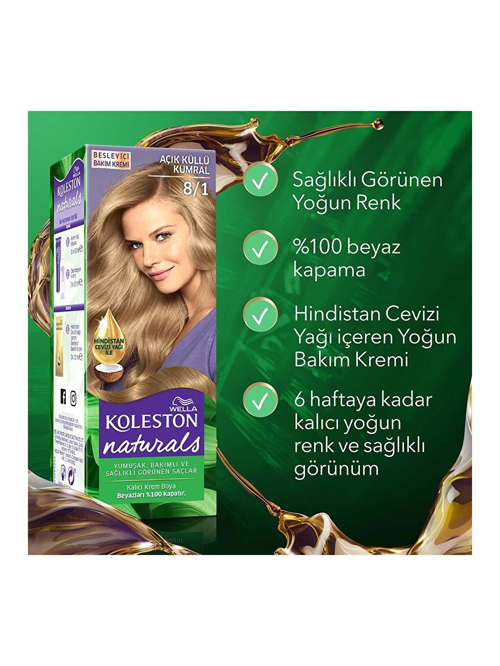 Wella Renksiz Koleston Naturals Saç Boyası 8/1 Açık Küllü Kumral - 6