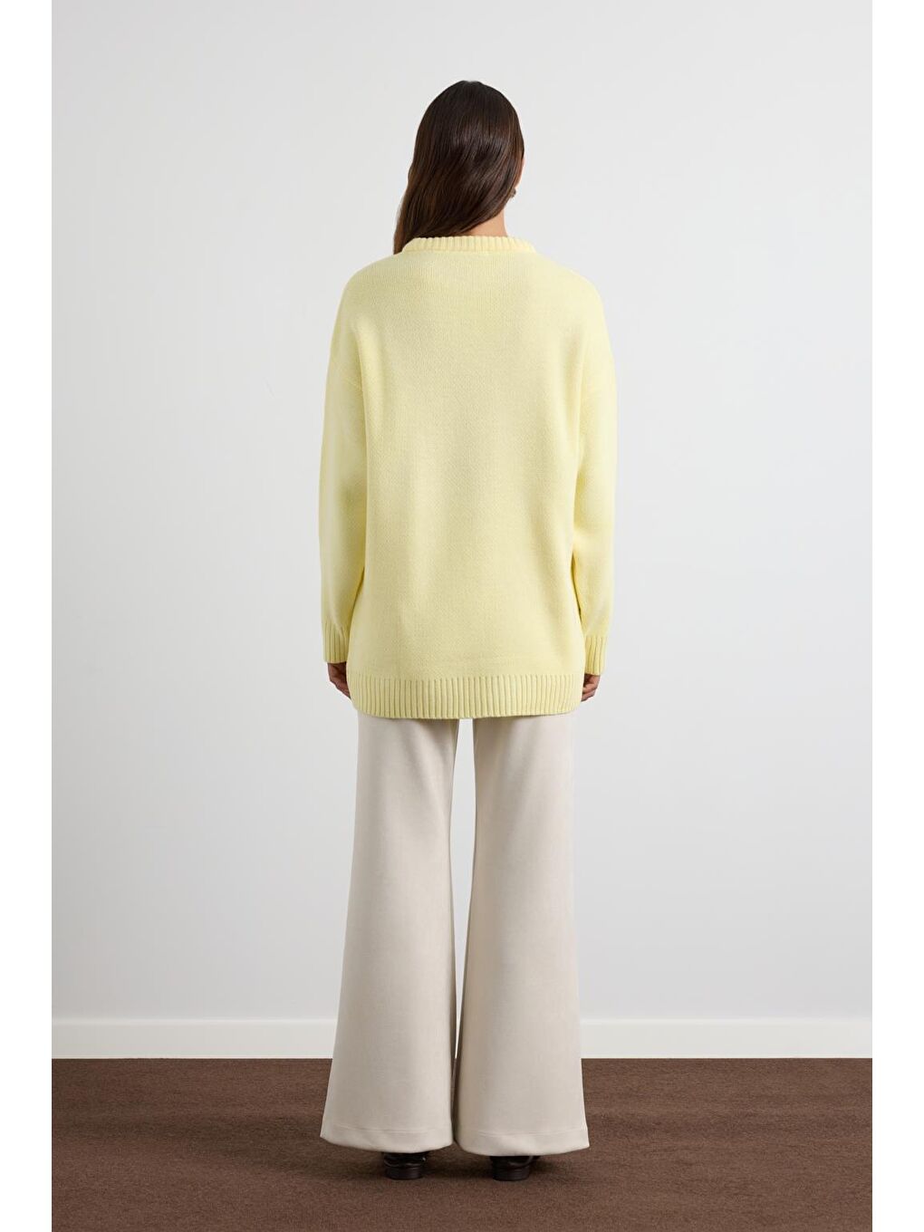 Bisiklet Yaka Basic Triko Kazak Sarı-6