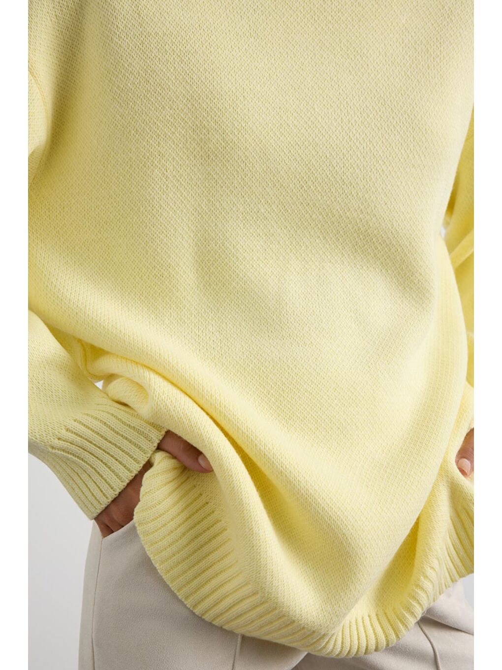 Bisiklet Yaka Basic Triko Kazak Sarı-7