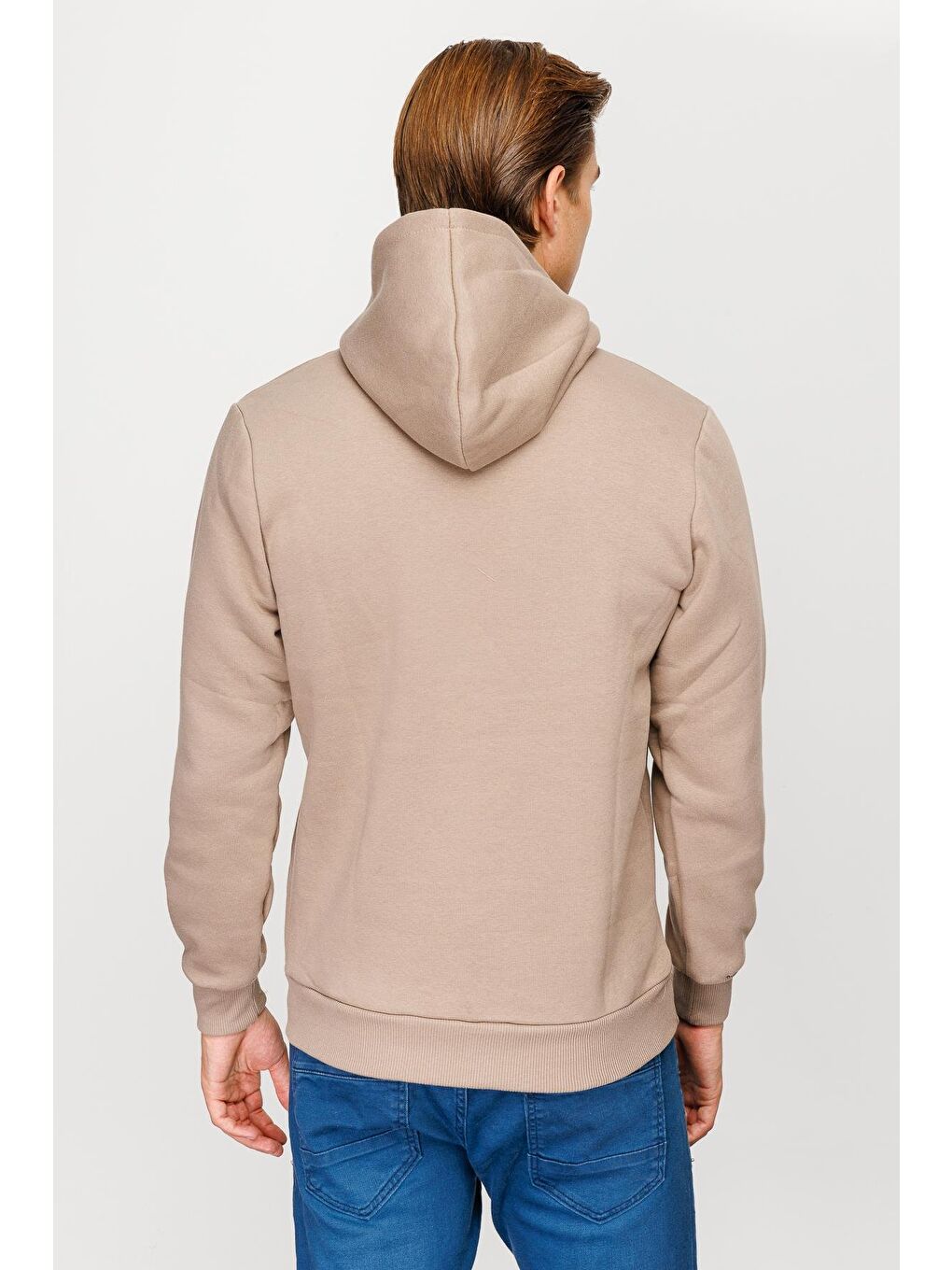Bej Erkek Camel  Kapüşonlu Sweatshirt-2