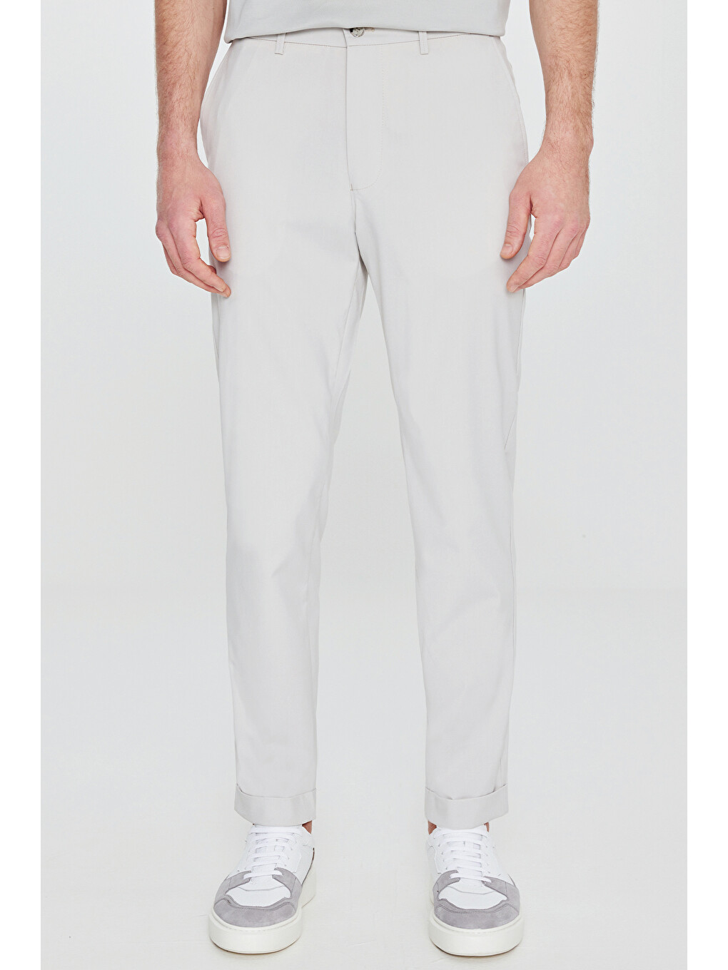 Bej Erkek Taş Slim Fit Dar Kesim Beli Lastikli Yan Cepli Casual Pantolon-1