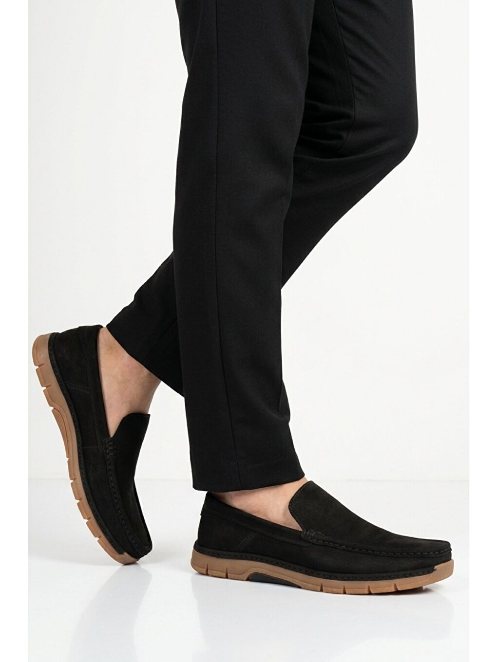 Siyah Nubuk Hakiki Deri Erkek Casual Ayakkabı 6Y3319-179 M-1