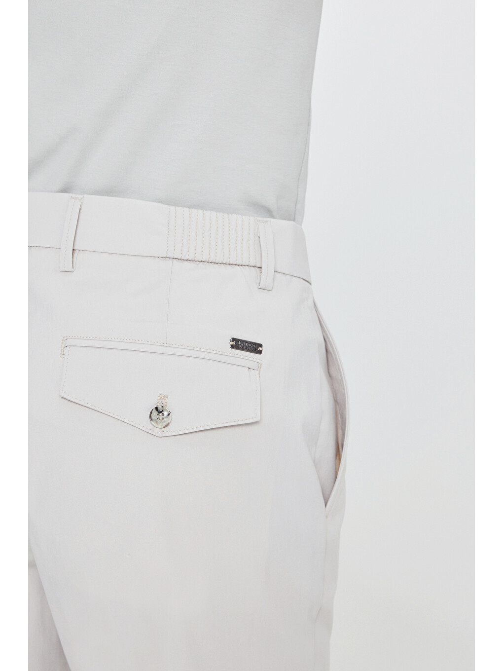 Bej Erkek Taş Slim Fit Dar Kesim Beli Lastikli Yan Cepli Casual Pantolon-4