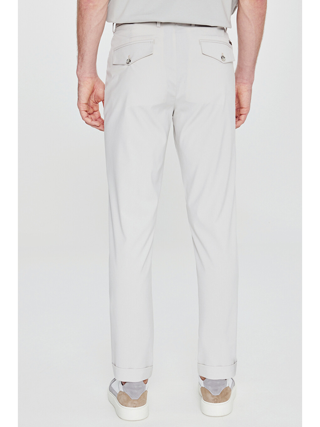 Bej Erkek Taş Slim Fit Dar Kesim Beli Lastikli Yan Cepli Casual Pantolon-5