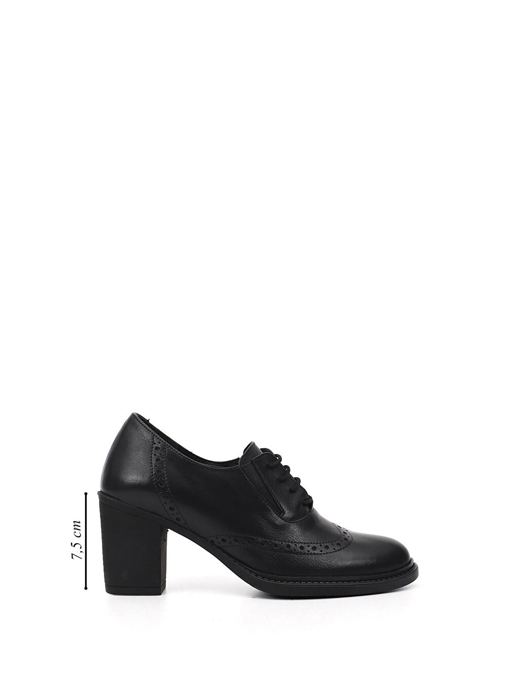 Siyah Kadın SİYAH Bağcıklı Kalın Topuklu Hakiki Deri Ayakkabı-1