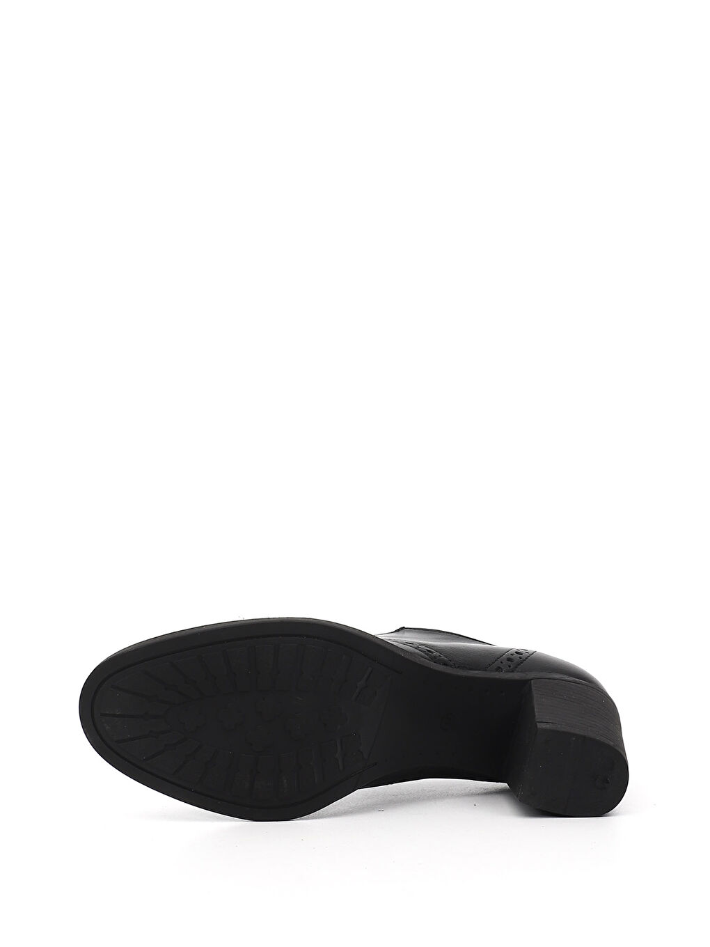 Siyah Kadın SİYAH Bağcıklı Kalın Topuklu Hakiki Deri Ayakkabı-4