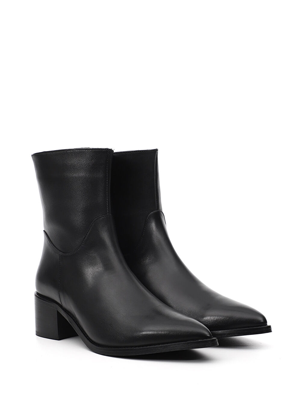 Siyah Kadın SİYAH Fermuarlı Sivri Burun Hakiki Deri Bot-2