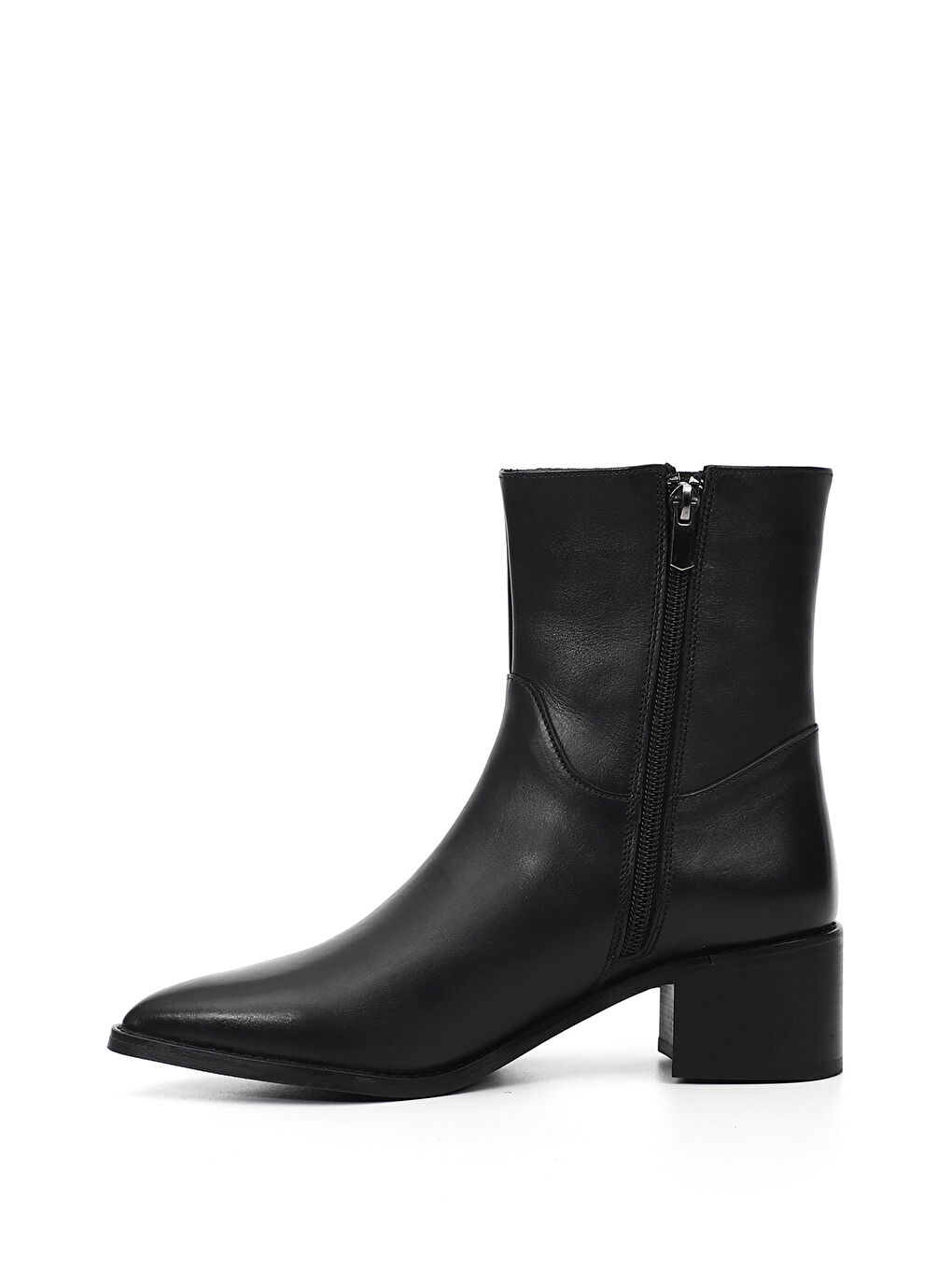 Siyah Kadın SİYAH Fermuarlı Sivri Burun Hakiki Deri Bot-3