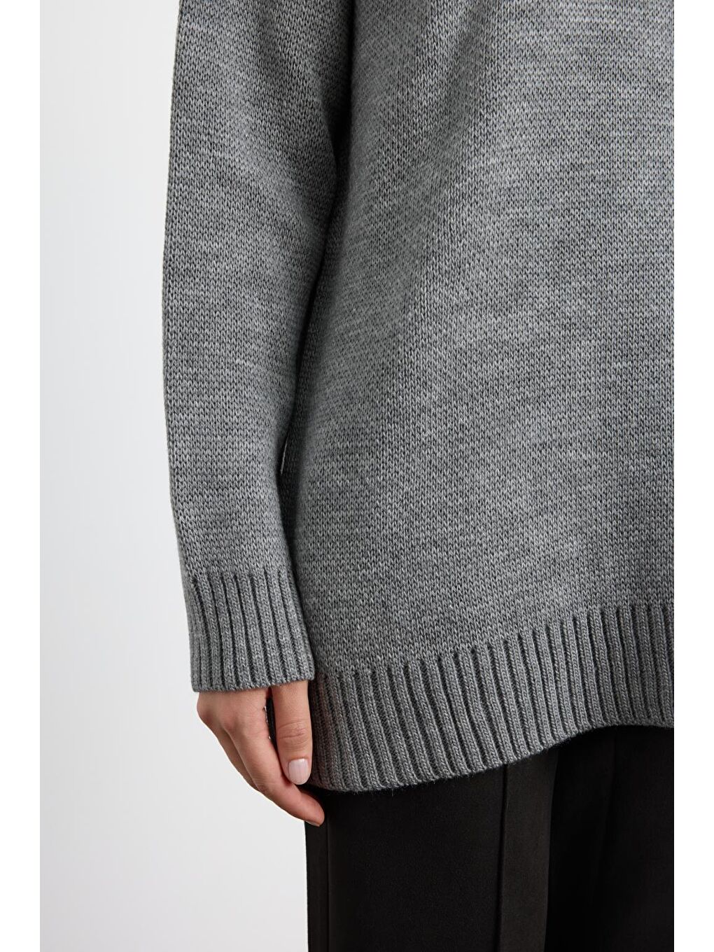 Bisiklet Yaka Basic Triko Kazak Antrasit-6