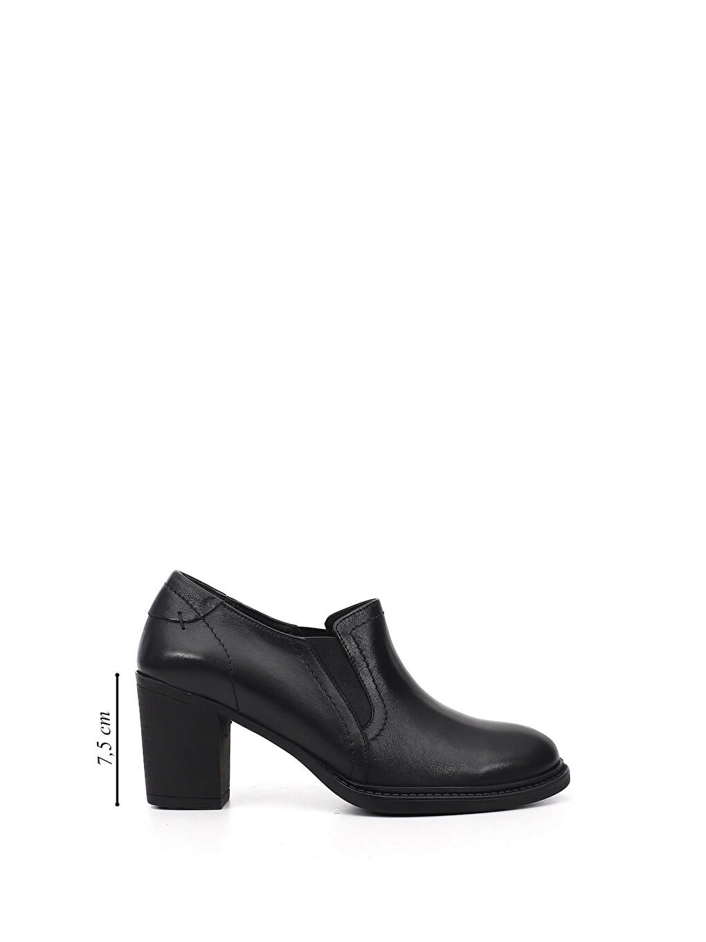 Siyah Kadın SİYAH Kalın Topuklu Hakiki Deri Ayakkabı-1