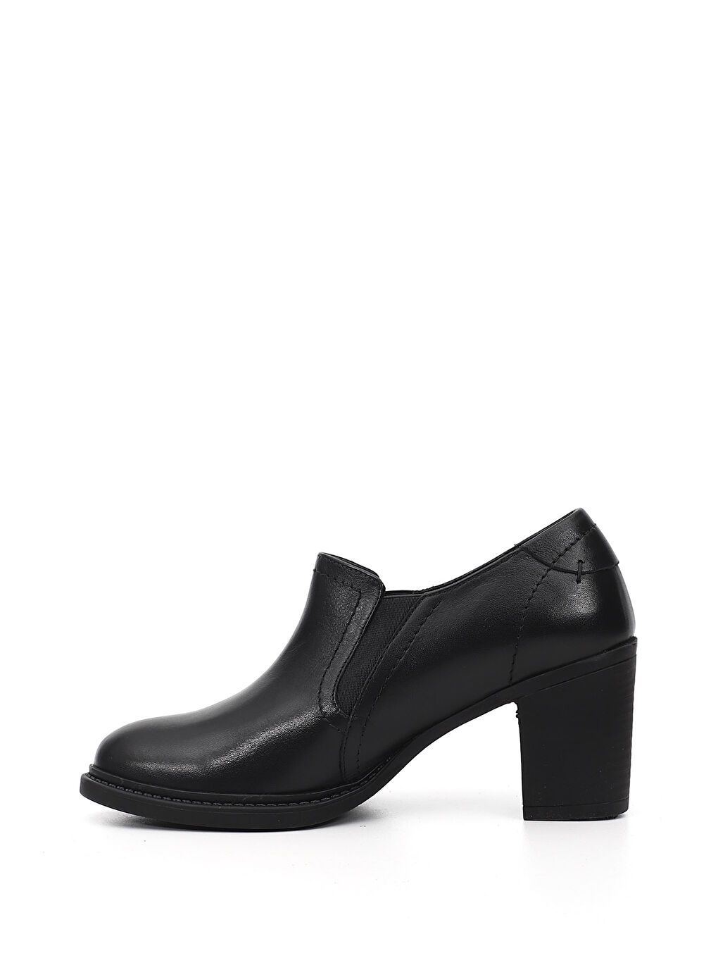 Siyah Kadın SİYAH Kalın Topuklu Hakiki Deri Ayakkabı-3