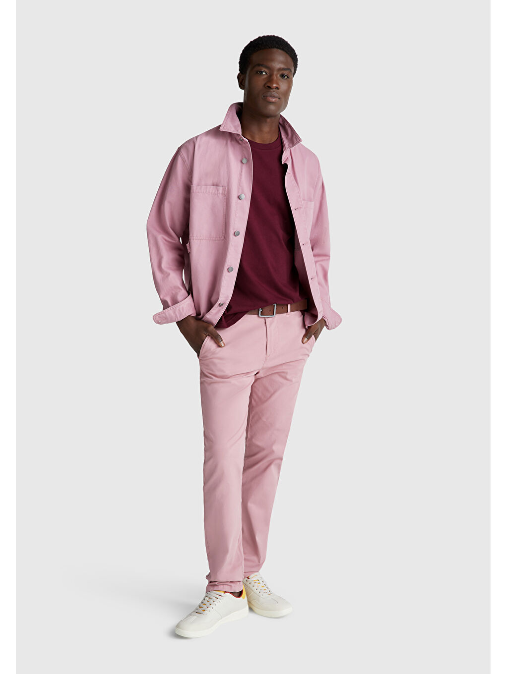 Erkek Bordo %100 Pamuk Benetton Logolu Bisiklet Yaka T-Shirt-4