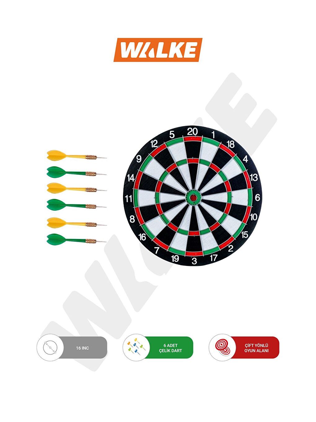 16inç Dart Tahtası Seti, 6 Çelik-Plastik Dart ile Çift Taraflı Dart Tahtası Oyunu, Oyun Salonl-1