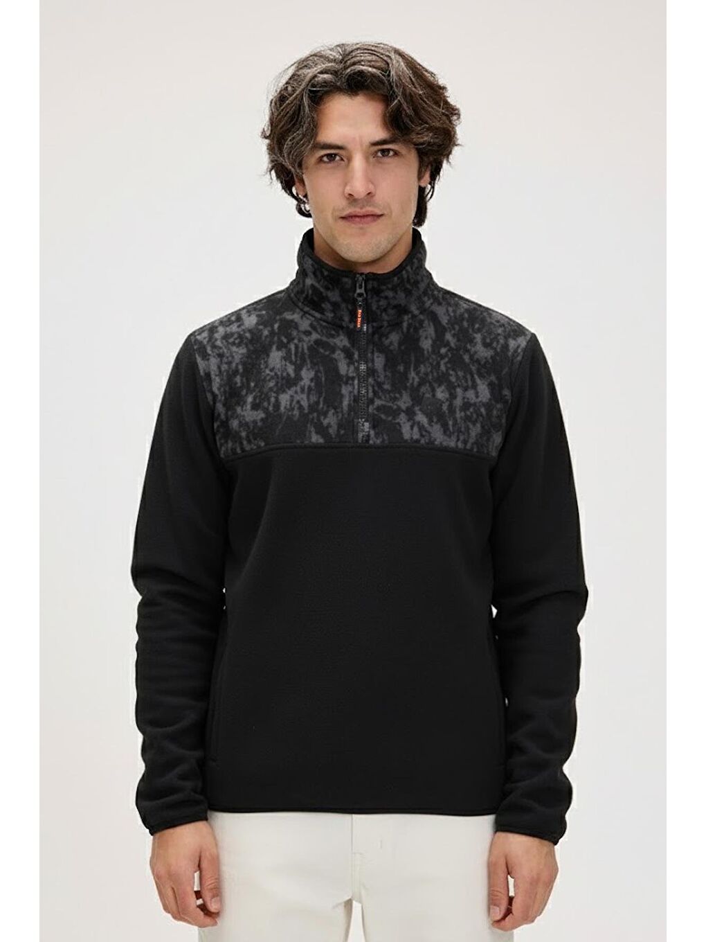 Siyah Too Much Si̇yah Yarım Fermuarlı Erkek Polar