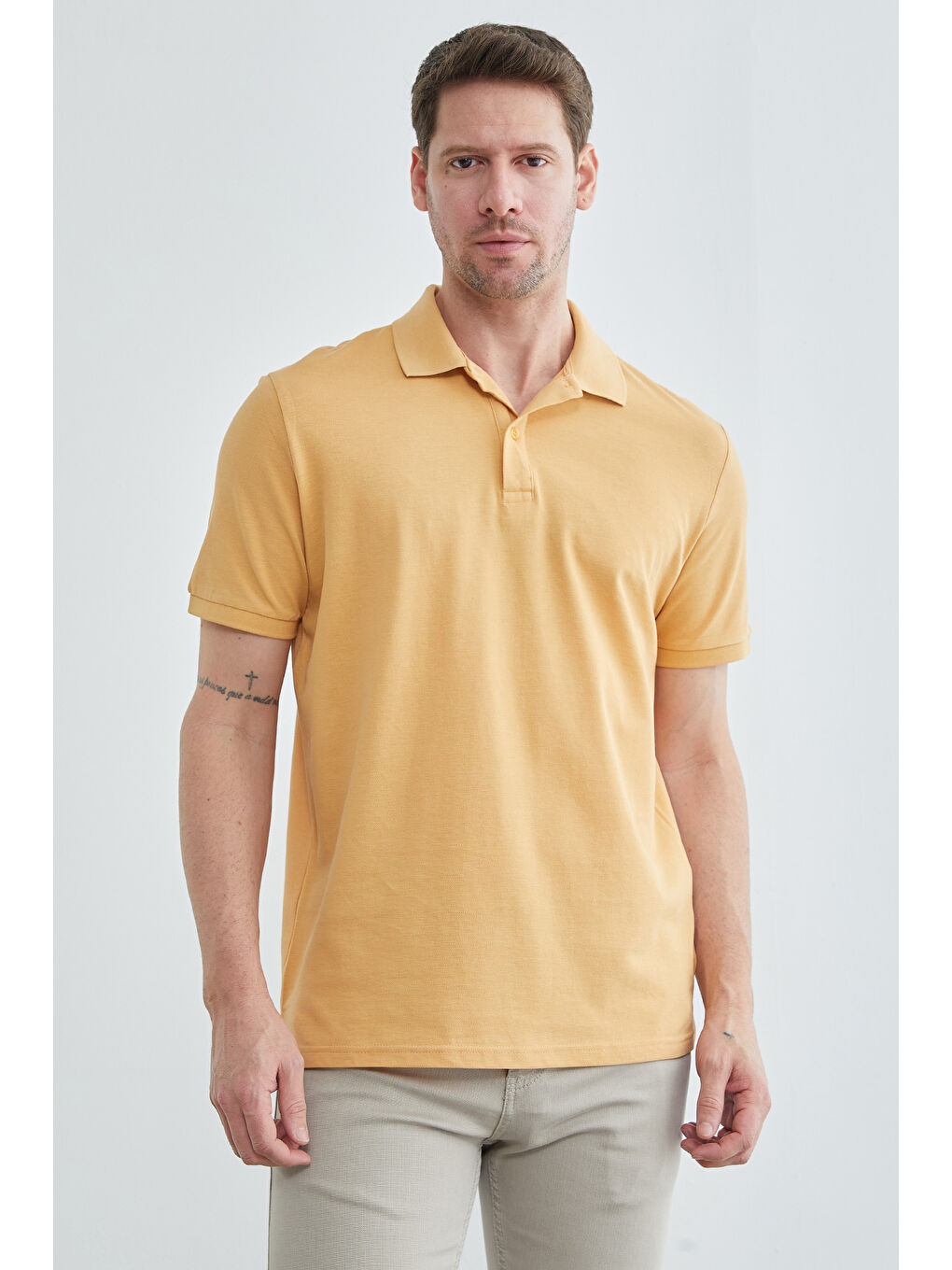 Sarı Basic Polo Yaka Pike Tişört-1
