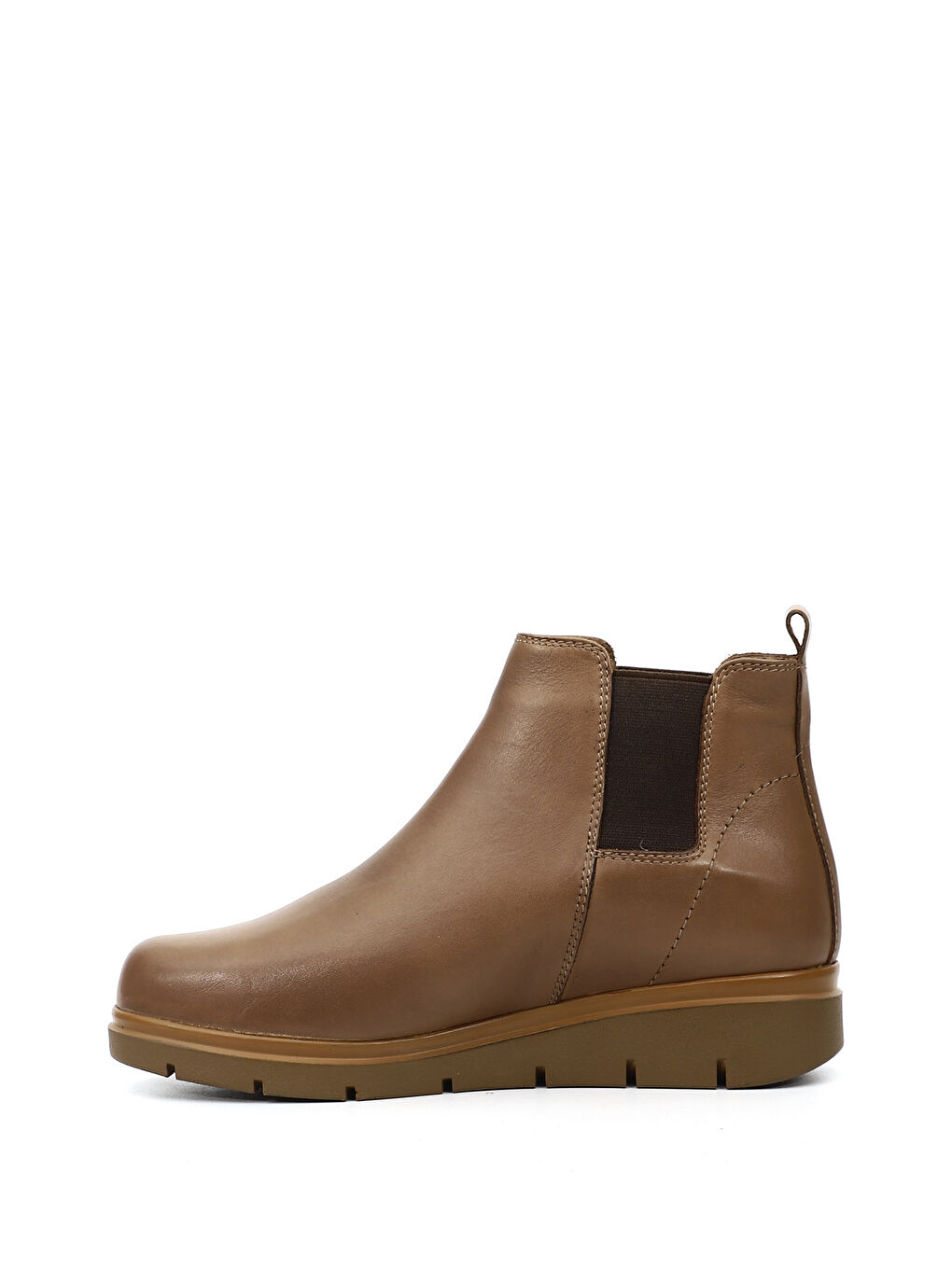 Kahverengi Kadın KOYU VİZON Dolgu Topuklu Hakiki Deri Chelsea Bot-2