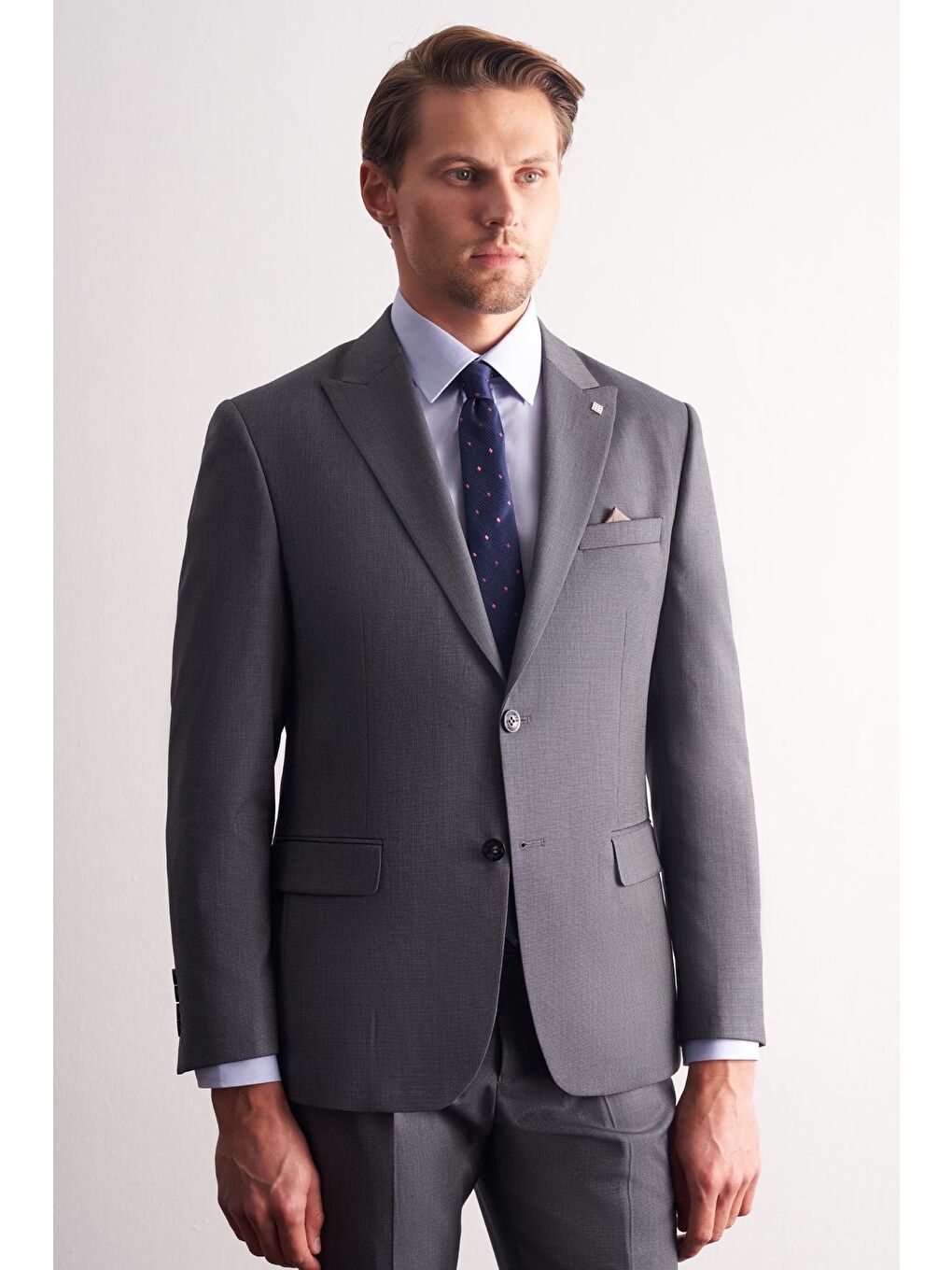 Haki Kırlangıç Yaka Kendinden Desenli Esnek Bel Slim Fit 6 Drop Takım Elbise 1001255168-1