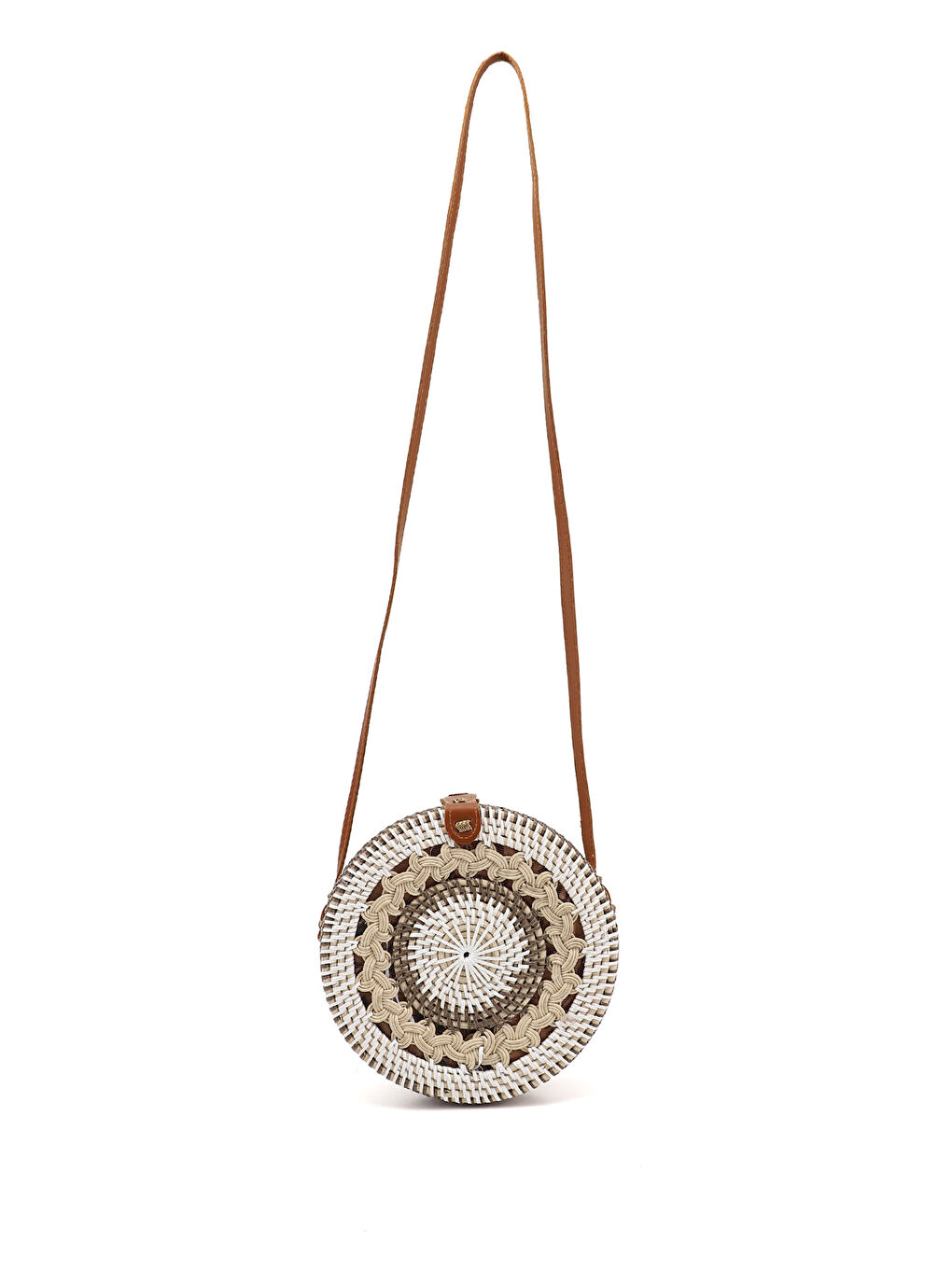 Bej Kadın BEJ-KAHVERENGİ Hasır Örgülü Uzun Askılı Omuz Çantası-1