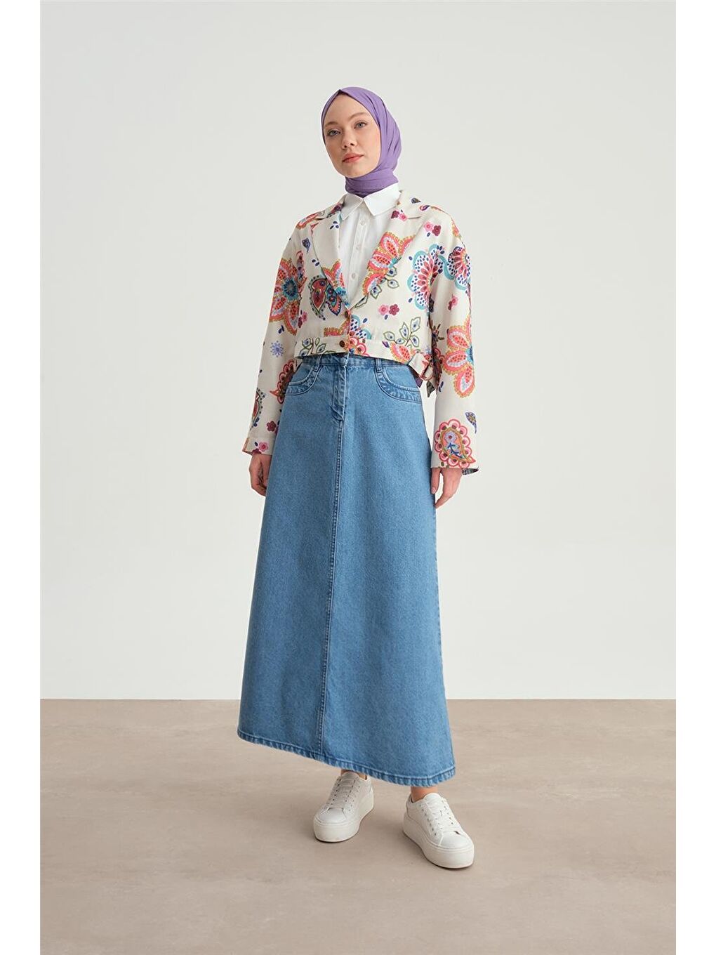 Karışık Beli Tokalı Desenli Ceket 24Y5407 Pembe-2