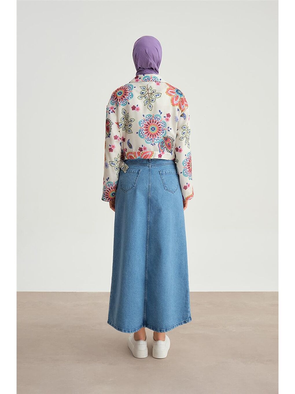 Karışık Beli Tokalı Desenli Ceket 24Y5407 Pembe-5