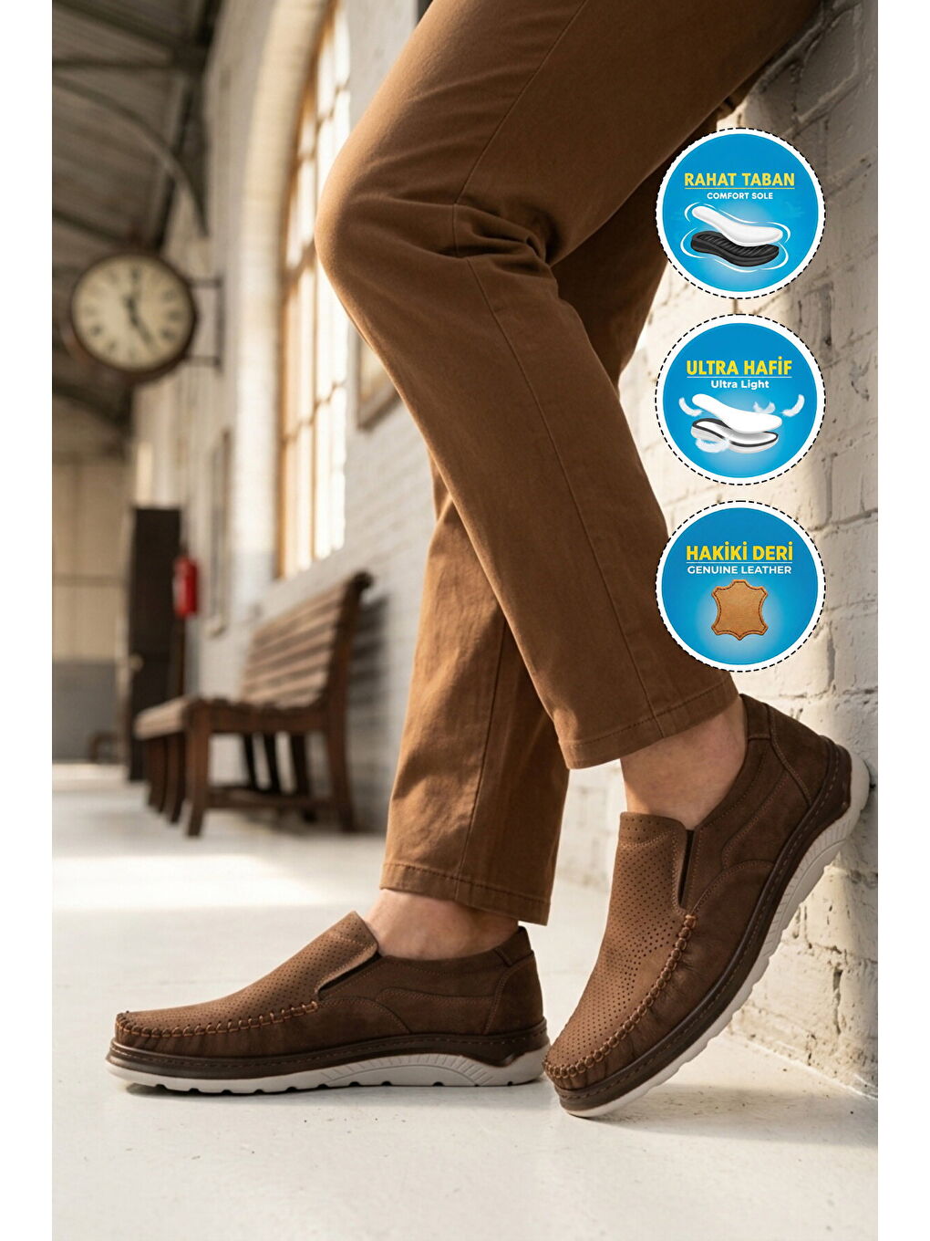 Kahverengi Kahve Hakiki Deri Erkek Casual Ayakkabı 767 M-2